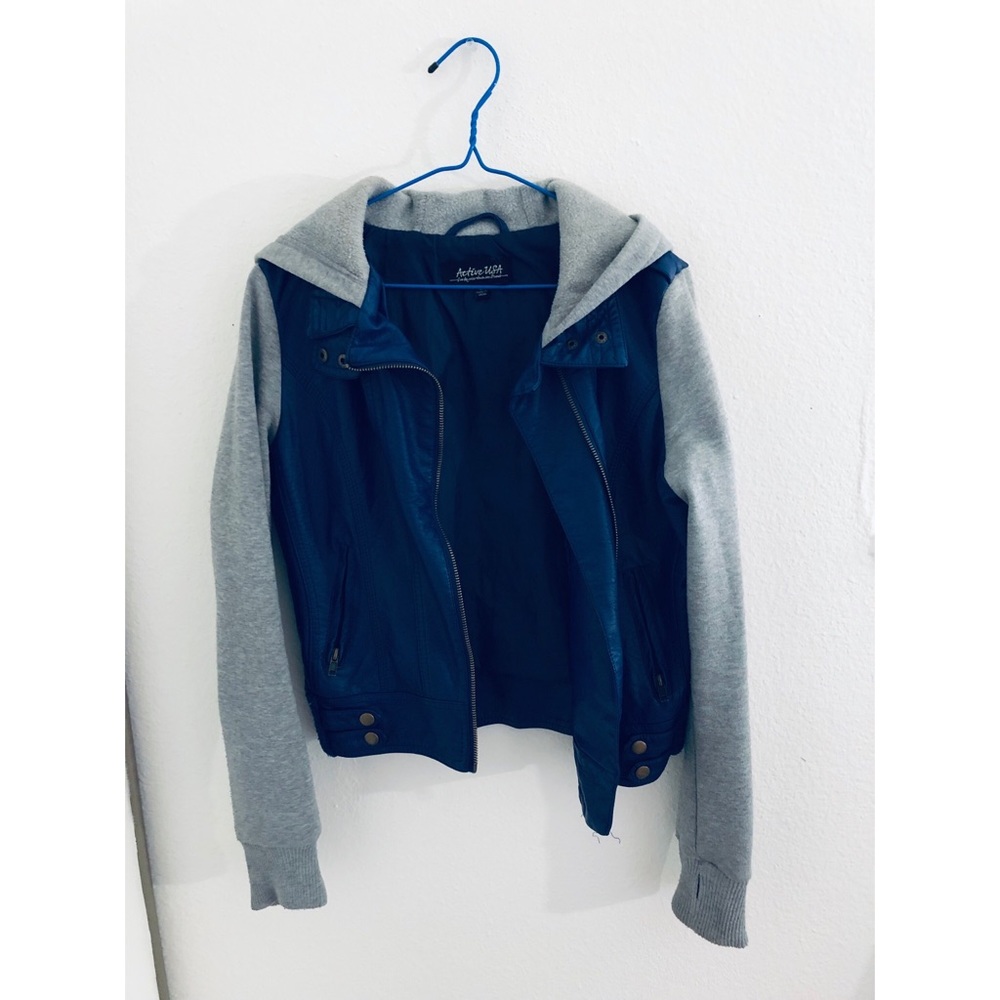 Active USA Faux Leather Hooded Jacket